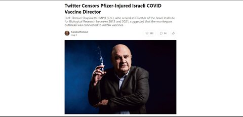 Twitter Censors Israeli COVID Vaccine Director