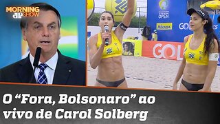 Jogadora aproveitou a entrevista para mandar um “Fora, Bolsonaro”. Pode isso, Arnaldo?