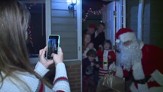 Door Stop Santa comes to your house, keeps his distance, safely visits your kids