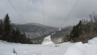 Mountain Top Power Lines in Winter
