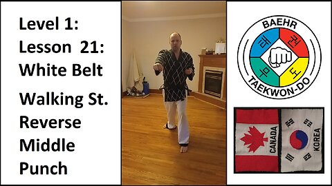 Baehr Taekwondo: 01-21: White Belt: Walking Stance - Reverse Middle Punch