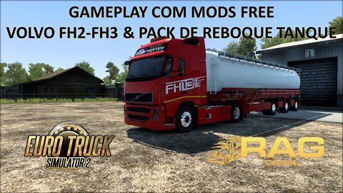 Gameplay com Mods Free: Volvo FH2 FH3 e Pack de Reboques Tanque