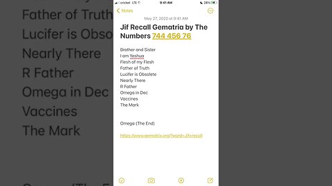 Possible Coded Message from God using Gematria by The Number #raptureisclosernow #rapture Jif Recall