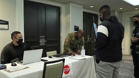 U.S. Army Soldiers in-process to support COVID-19 vaccination response in NJ