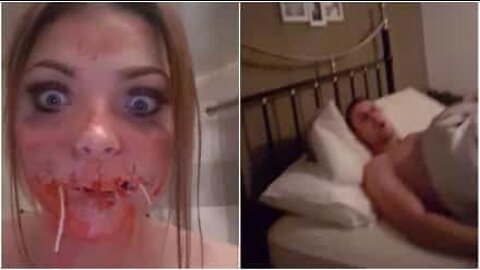 Elle effraie son petit-ami avec un maquillage d'Halloween terrifiant