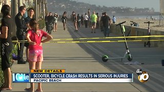 Scooter, bicycle crash results in serious injuries