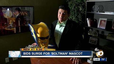 Bids surge for Chargers' 'Boltman' mascot