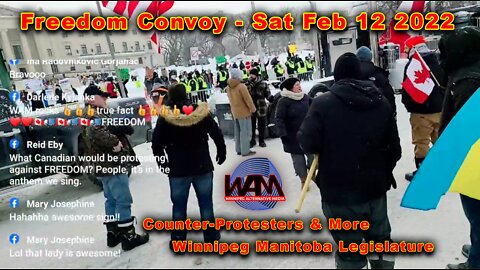 Counter-Protestors at Freedom Convoy Winnipeg Feb 12