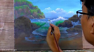 How to Paint Rocky Beach and Crashing Waves in Acrylics