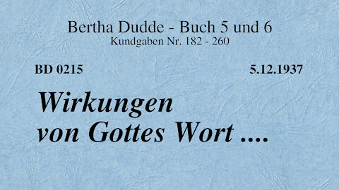 BD 0215 - WIRKUNGEN VON GOTTES WORT ....