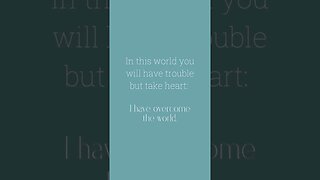 In this world you will have trouble but take heart: