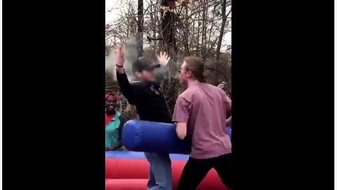 College kids engage in inflatable jousting battle