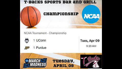 T-Backs Sports Bar and Grill Sports Schedule and free beer/soda for Tuesday April 09, 2024