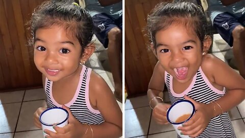 Sweet Little Girl Asks Dad If He Wants "Cuppa Tea"