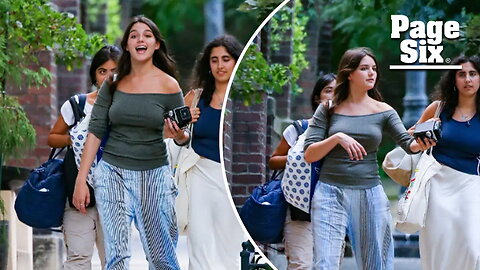 Suri Cruise, 18, looks just like mom Katie Holmes in off-the-shoulder blouse while out with friends in NYC