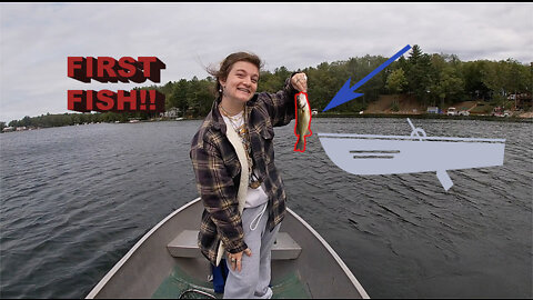 Sister catches first fish!! Stranded on Budd lake!!