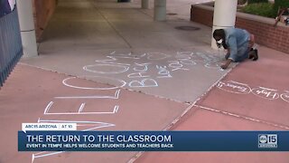 Tempe Union HS District students, parents write positive messages for teachers in chalk