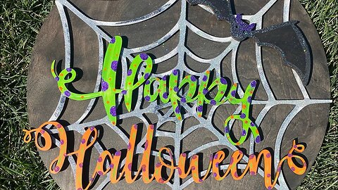 Happy Halloween spiderweb door hanger