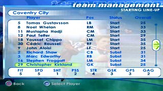 FIFA 2001 Coventry City Overall Player Ratings