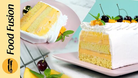 Easy Mango 🥭 Ice cream Cake 🍰 recipe by Food Fussion