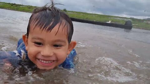 Bryce learning to swim