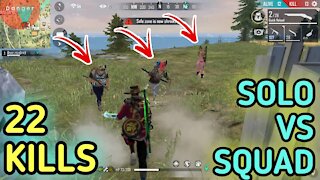 Solo vs squad || easy gameplay || free fire