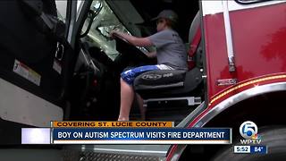Boy on autism spectrum visits fire department