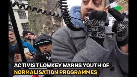 Lowkey warns students about normalisation programmes targeting young people during protest