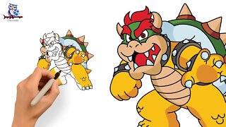 How to Draw Bowser (King Koopa) Mario Brothers - Nintendo Art