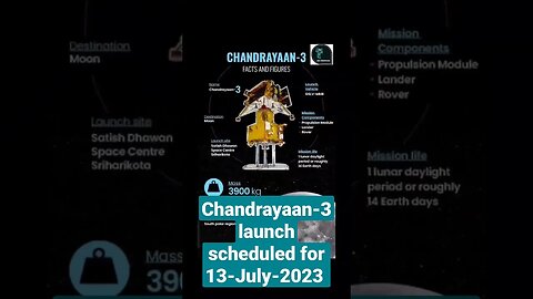 Chandrayaan-3 launch scheduled for 13-July-2023 || #chadrayaan-3 #shortsvideo #youtubeshorts