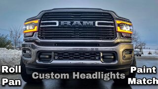 5th Gen Ram Cummins Custom Headlights, Roll Pan, & Tail Lights