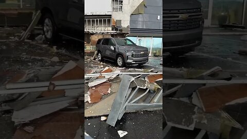 Irving, Texas: Car dealership damaged during storm earlier this evening. part 2