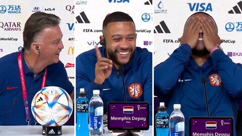 HILARIOUS moment Louis Van Gaal says he kisses Memphis Depay on the MOUTH