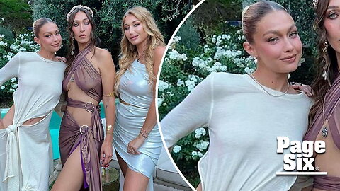 Gigi Hadid gives a sexy flash of hip in cutout dress at sister Alana's toga birthday party