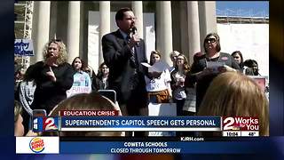 Superintendent's capitol speech gets personal