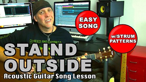 Outside Staind Aaron Lewis EZ acoustic guitar song lesson No barre chords