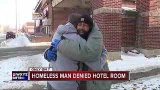 Homeless man denied hotel room