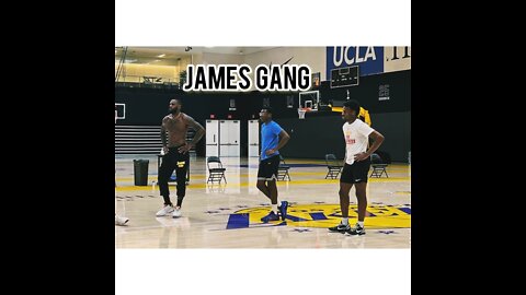 LeBron James works out at the Lakers practice gym with his sons Bronny and Bryce.