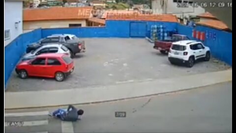 A MAN WAS TIPPED OVER BY DOG