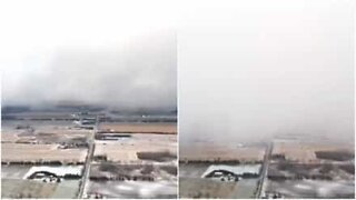 Spectacular drone footage of snow storm hitting Canada