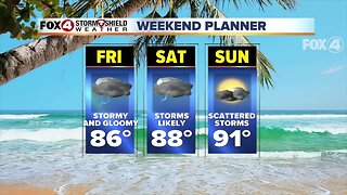 Cloud cover and rain in SWFL this weekend