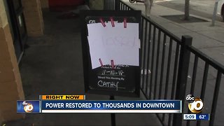Power restored to thousands in downtown San Diego