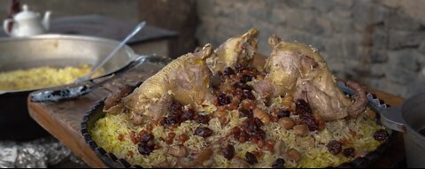 Cooking Azerbaijani Pilaf with Juicy Pheasant