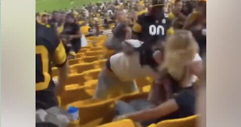 Man and Woman Throw Punches in Stands in Wild Alteraction