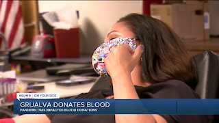Supervisor Adelita Grijalva donates blood