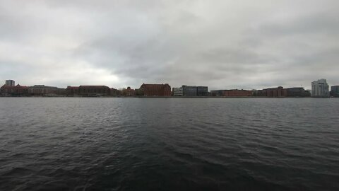 Stormy autumn rain at Kalvebod Brygge waterfront in Copenhagen