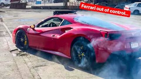 MY DAUGHTER ALMOST CRASHES MY FERRARI DOING DONUTS...