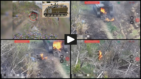 South Donetsk: Russian FPV drone burns M113 APC with Ukrainian soldiers