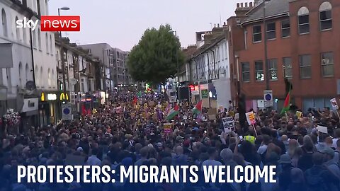 Hundreds of anti-racism protesters chant 'migrants welcome' in Liverpool