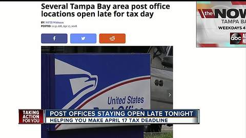 Several Tampa Bay area post office locations open late for tax day